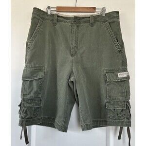 Y2K Aeropostale Cargo Shorts Mens 40 Green 12” Inseam Pockets Utility Baggy Vtg